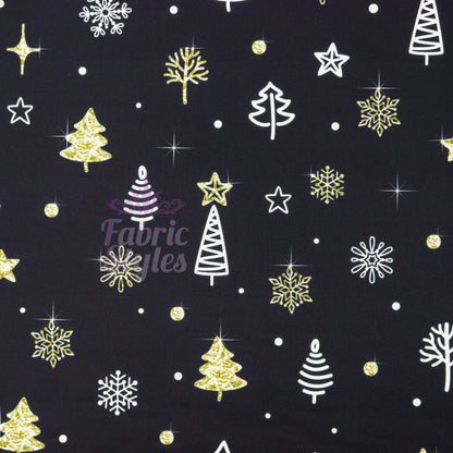 Gold Sparkle Trees & Snowflakes