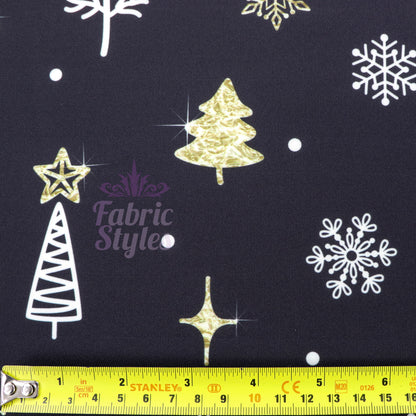 Gold Sparkle Trees & Snowflakes