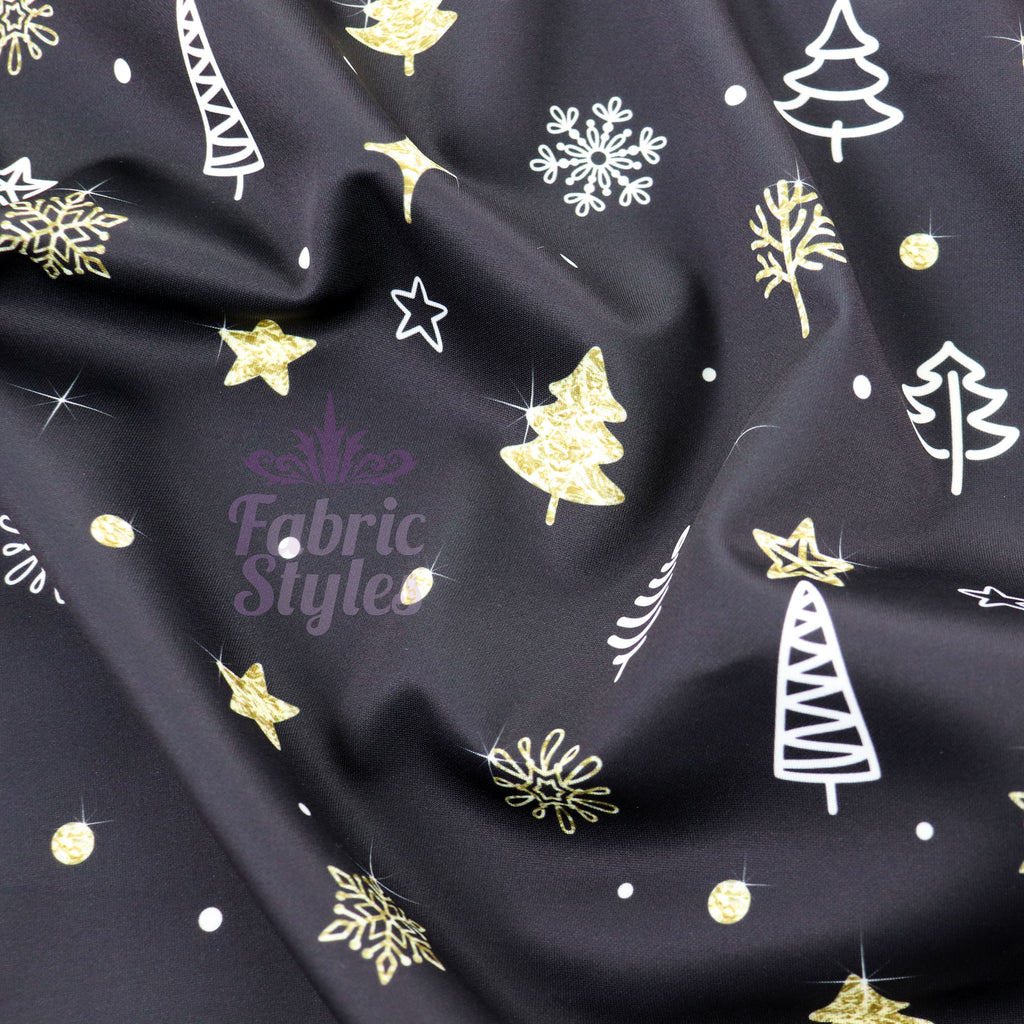Gold Sparkle Trees & Snowflakes