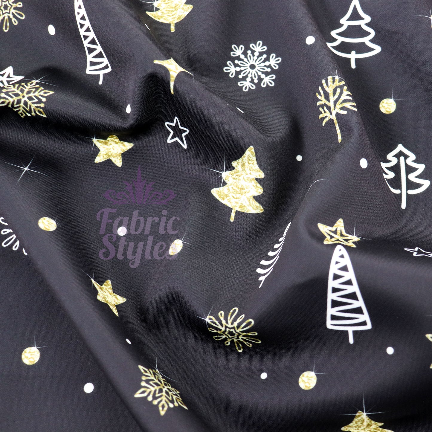 Gold Sparkle Trees & Snowflakes