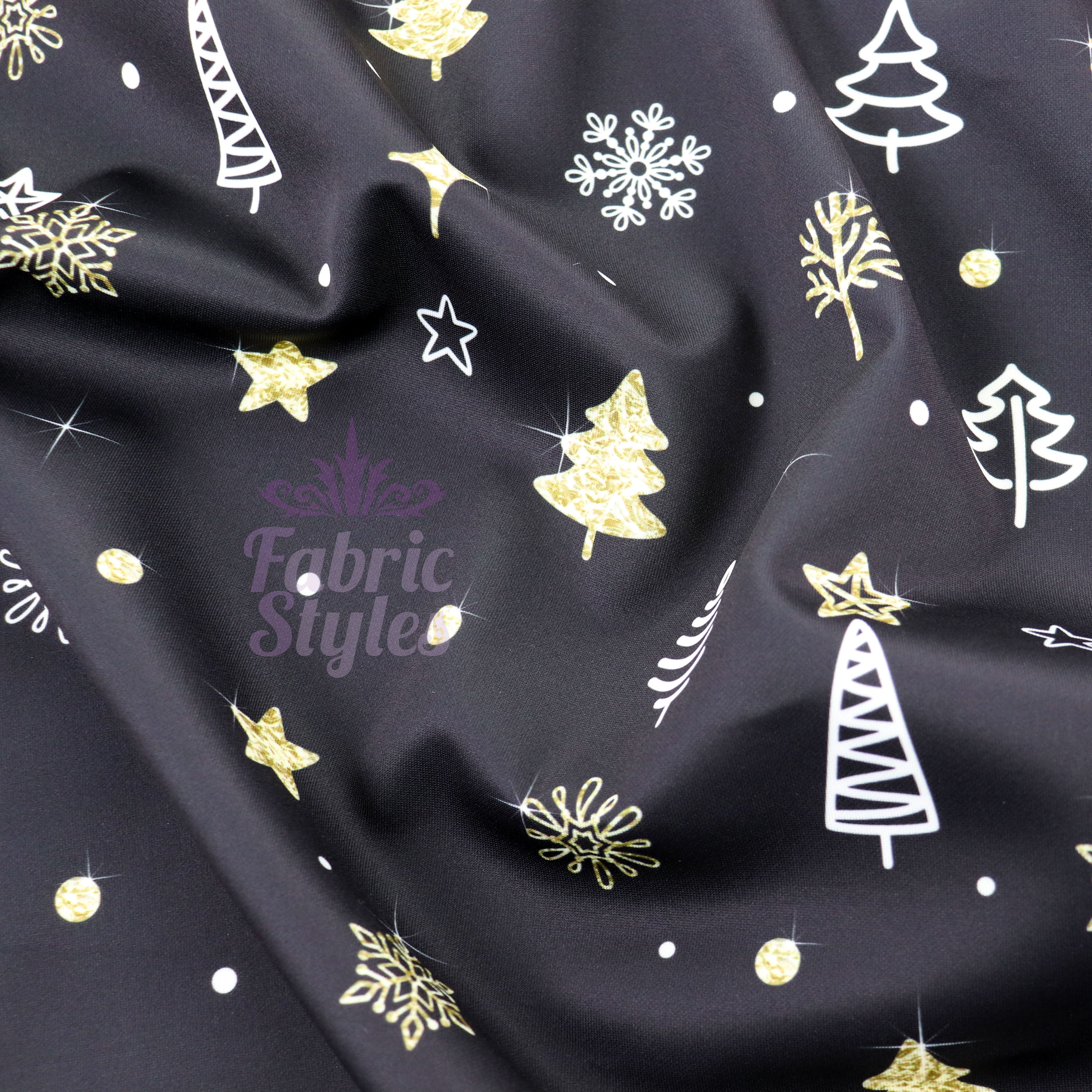 Gold Sparkle Trees & Snowflakes