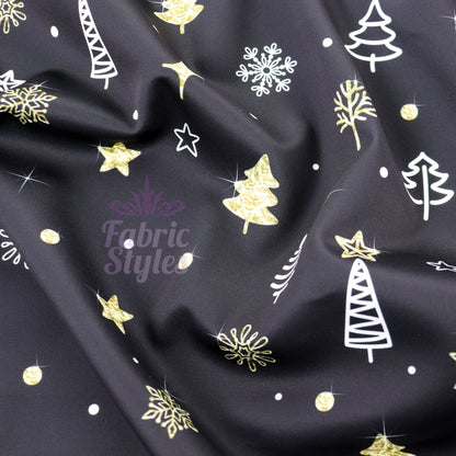 Gold Sparkle Trees & Snowflakes