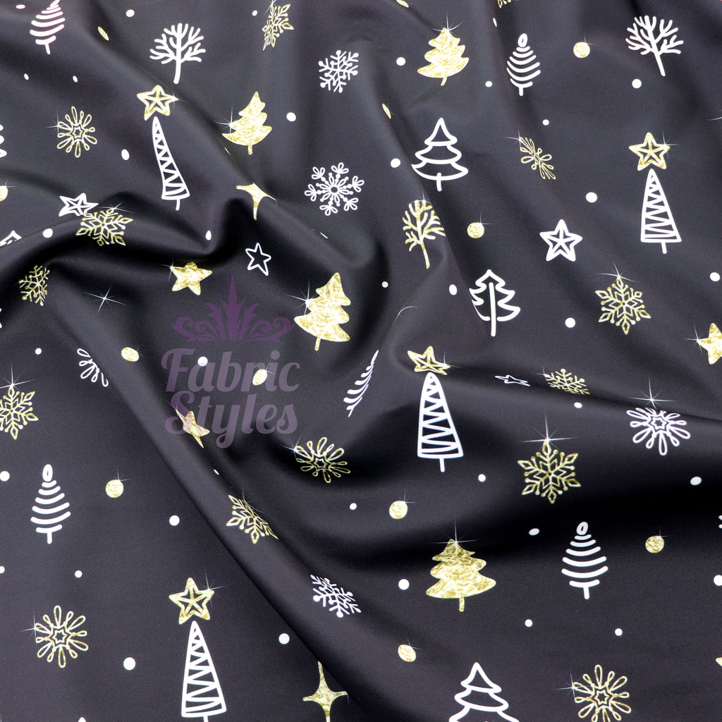 Gold Sparkle Trees & Snowflakes