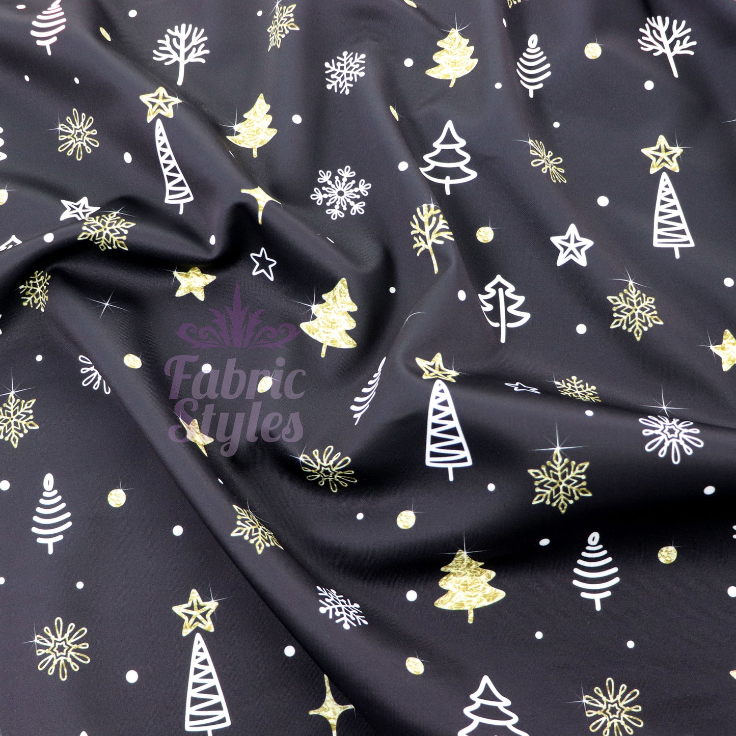 Gold Sparkle Trees & Snowflakes