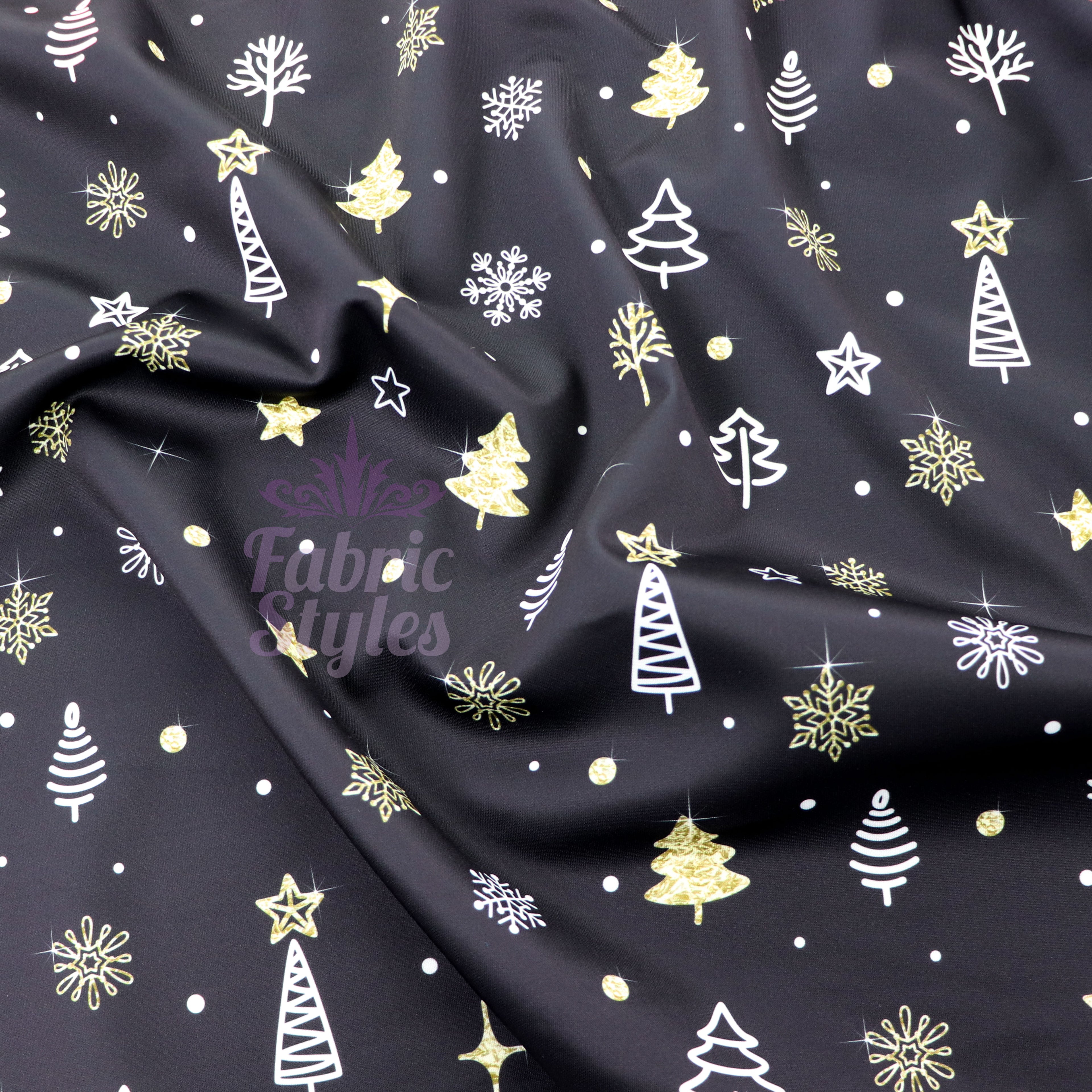 Gold Sparkle Trees & Snowflakes