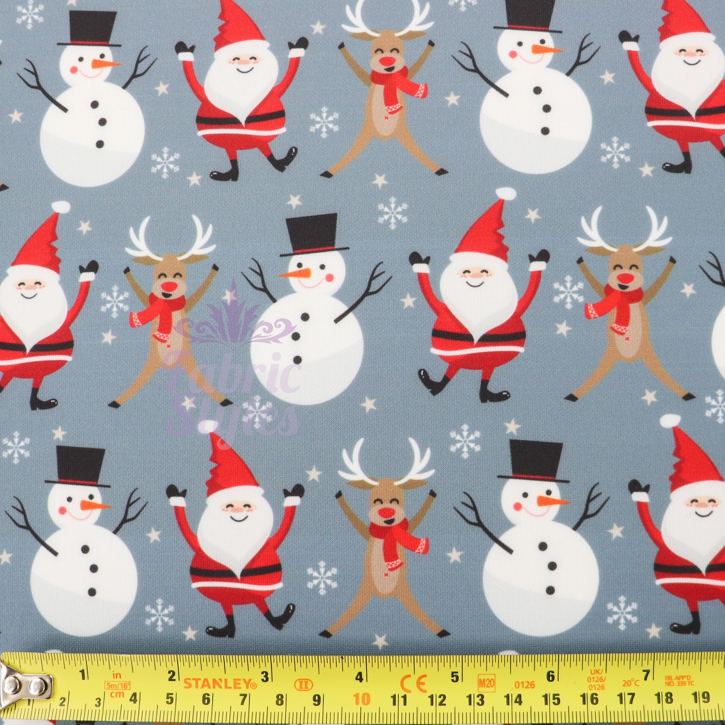Grey Dancing Christmas Fabric