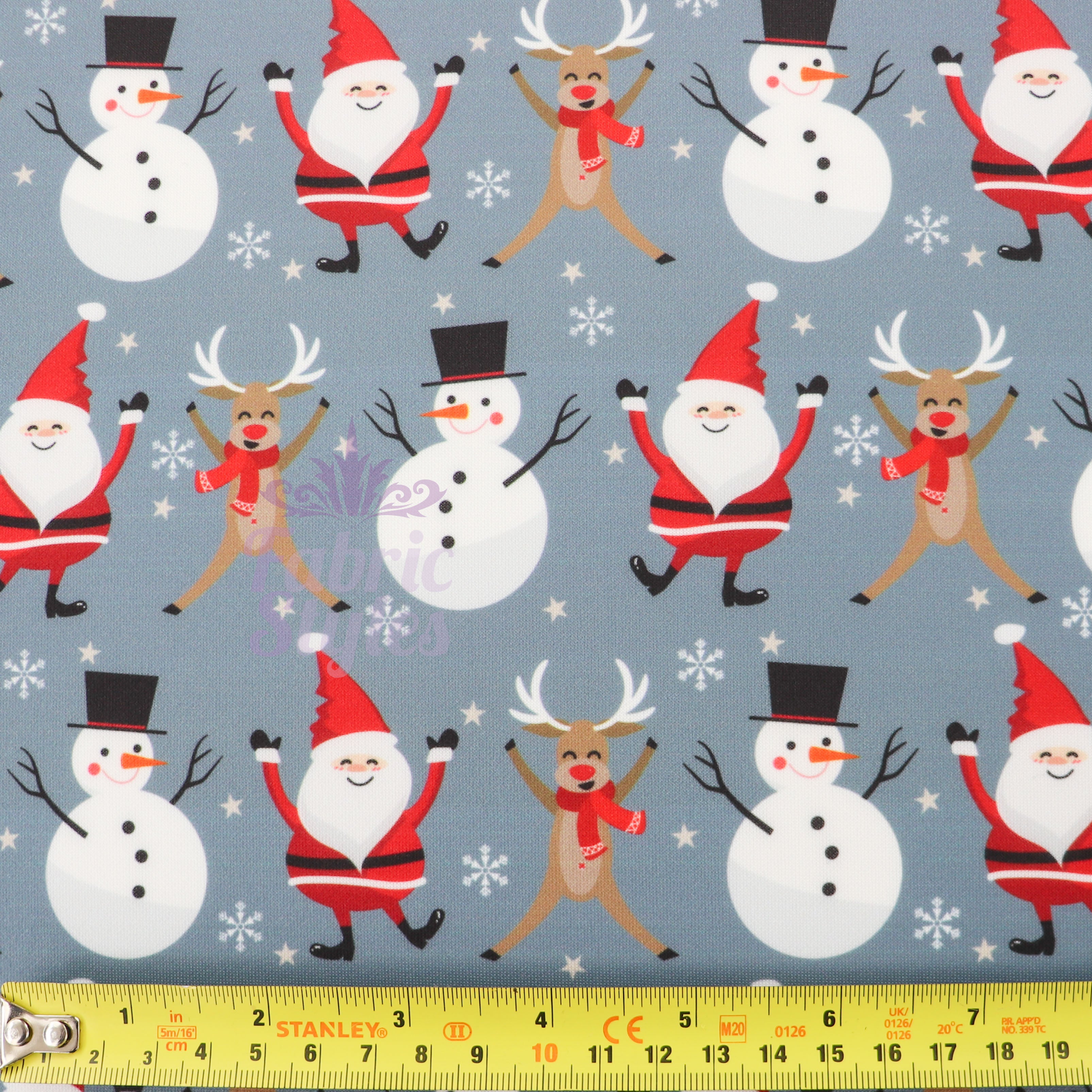 Grey Dancing Christmas Fabric