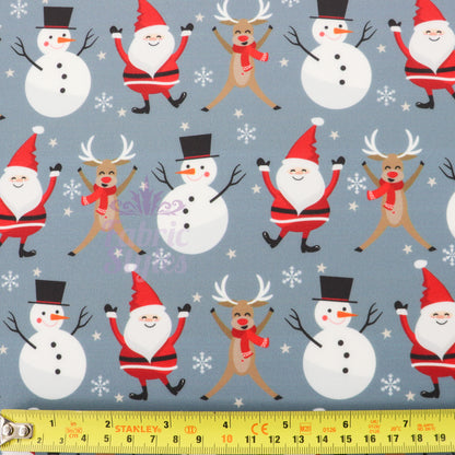 Grey Dancing Christmas Fabric