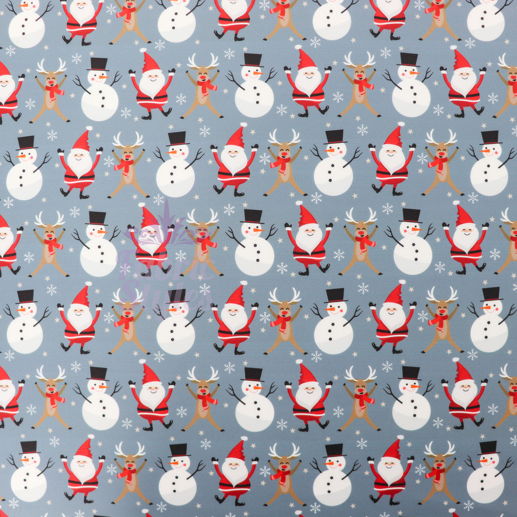 Grey Dancing Christmas Fabric