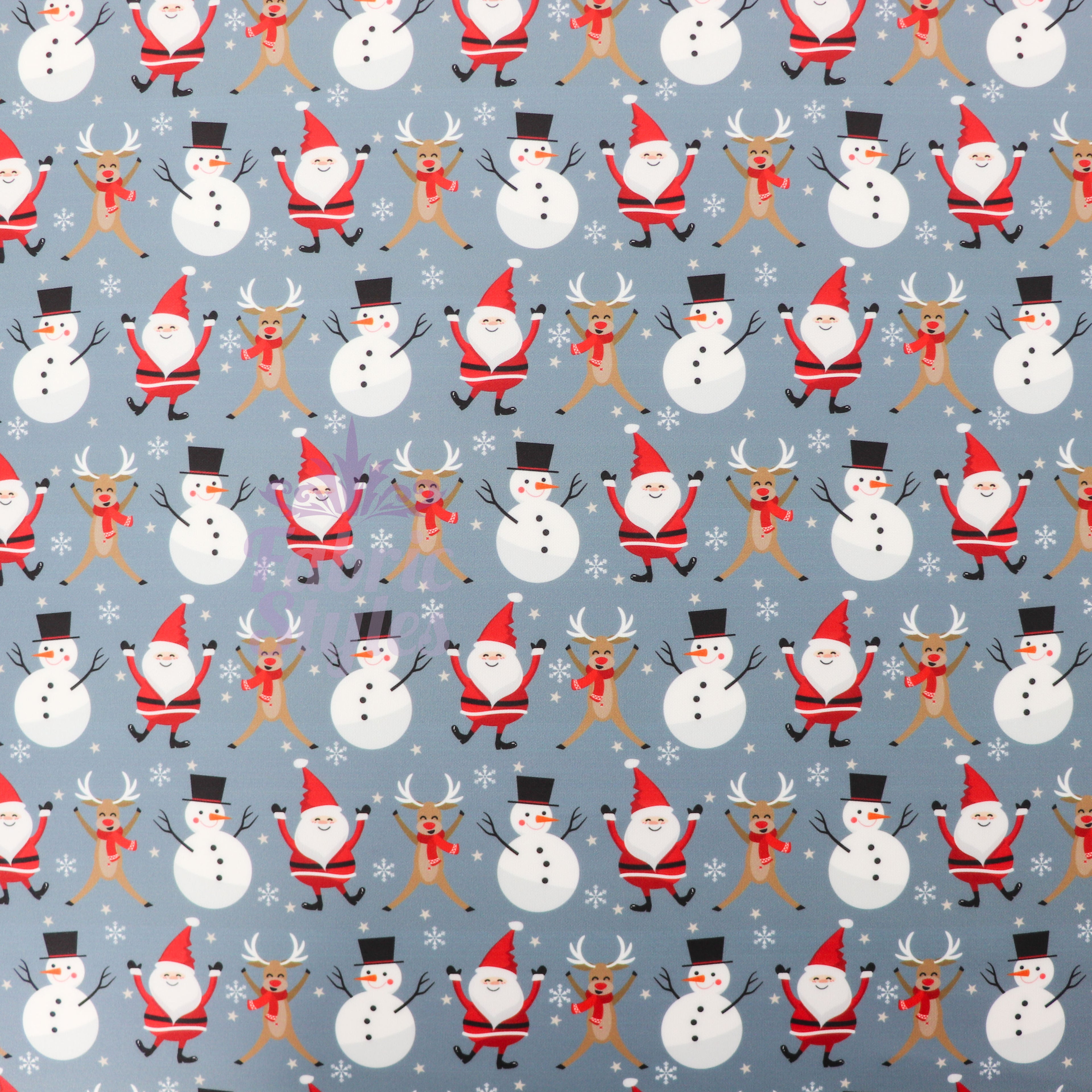 Grey Dancing Christmas Fabric