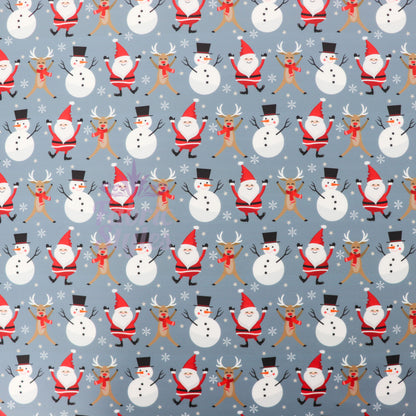 Grey Dancing Christmas Fabric