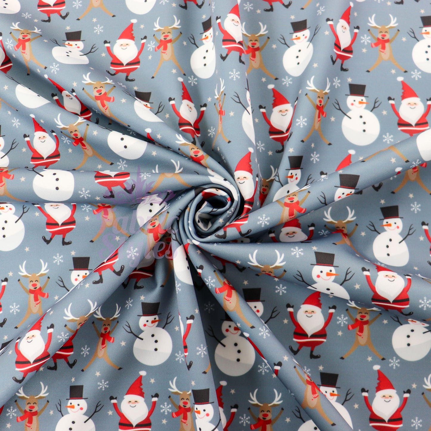Grey Dancing Christmas Fabric