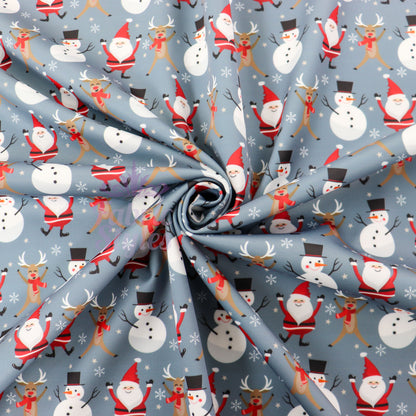 Grey Dancing Christmas Fabric