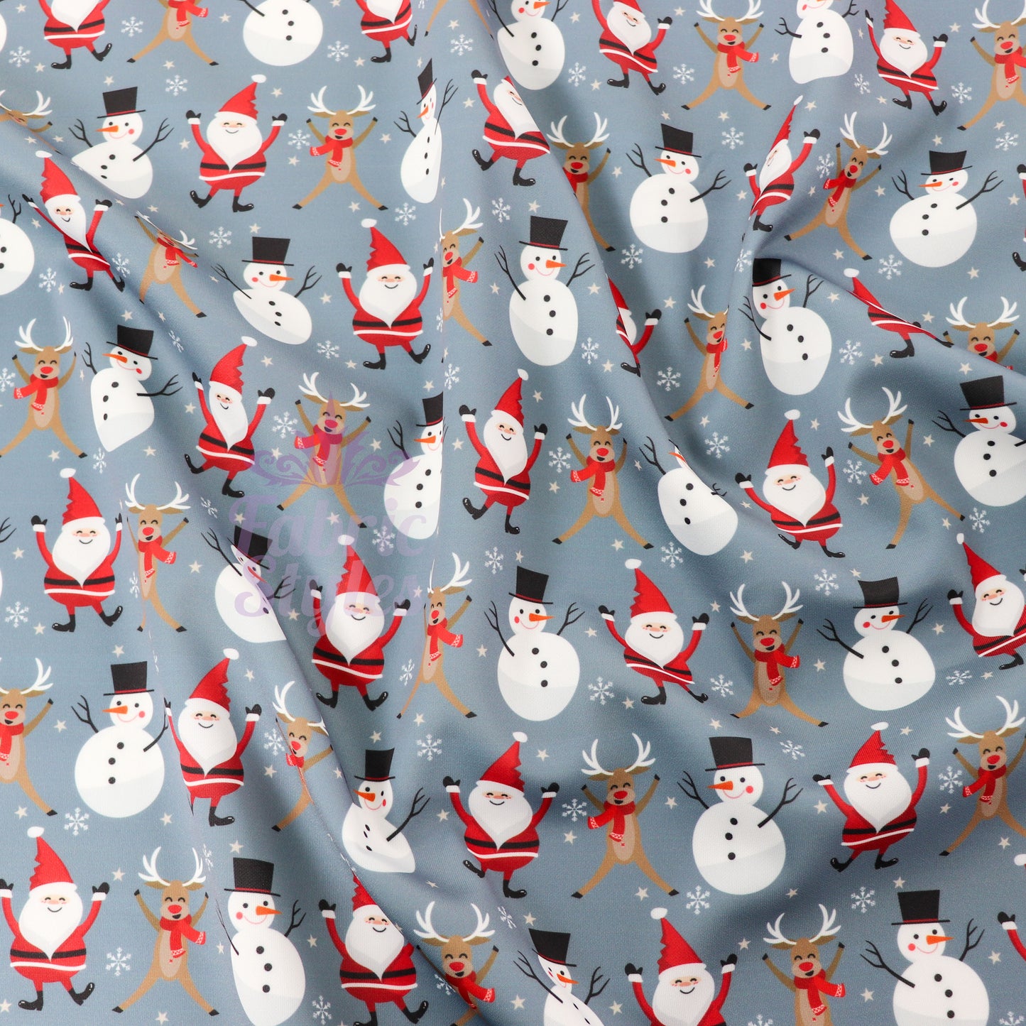 Grey Dancing Christmas Fabric