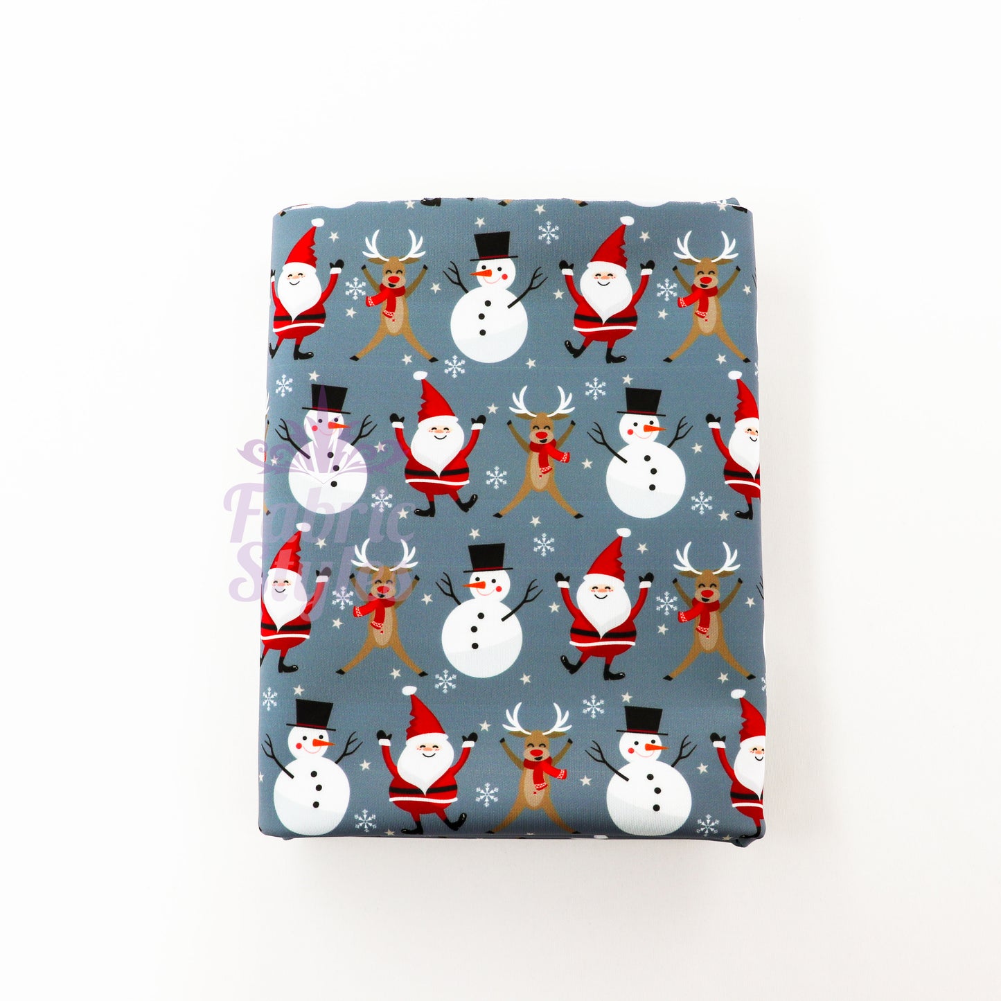Grey Dancing Christmas Fabric