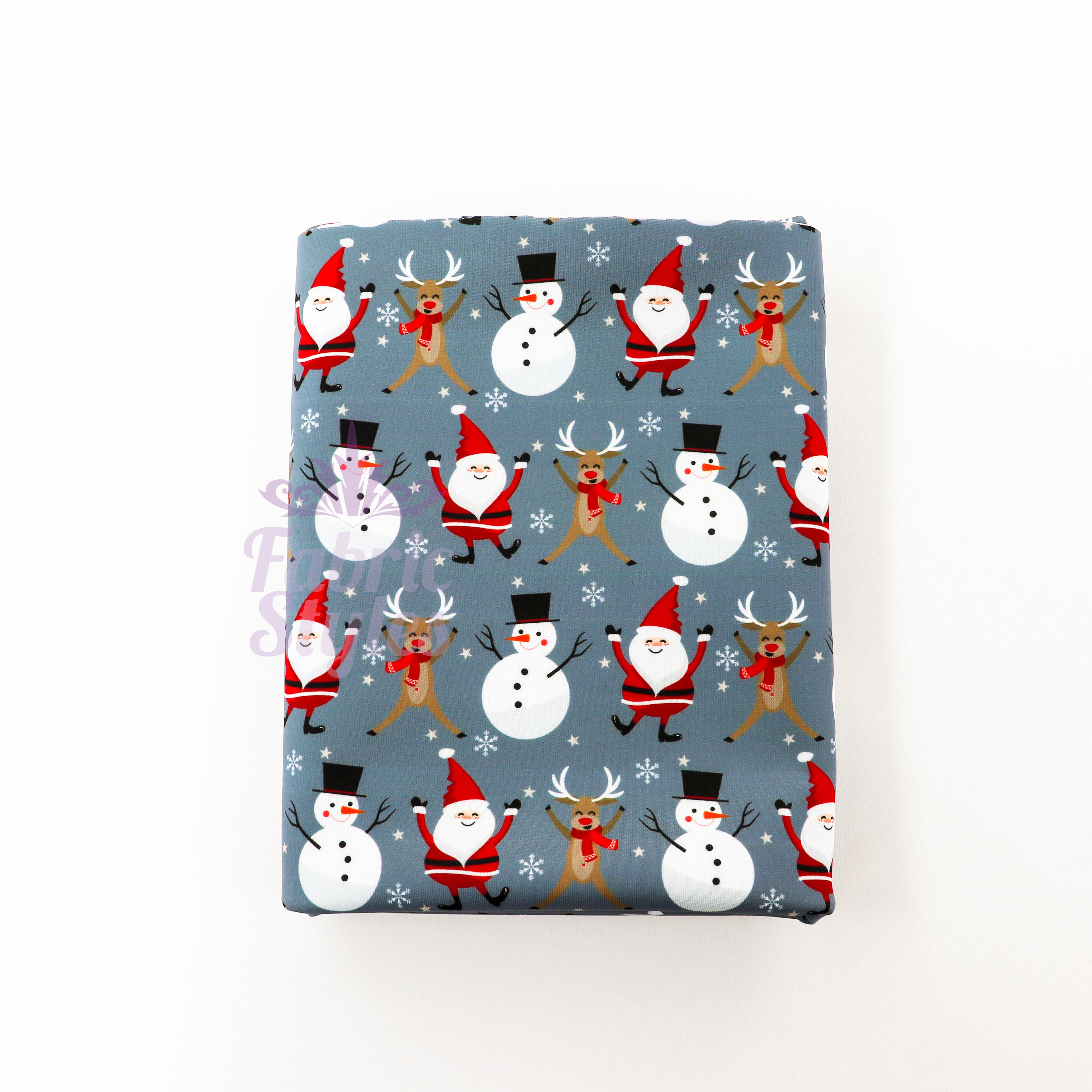Grey Dancing Christmas Fabric