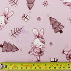 Pink Bunny Christmas Fabric