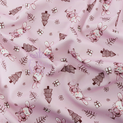 Pink Bunny Christmas Fabric