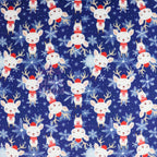 Reindeer Face Fabric | Cute Reindeer Print on Navy