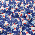 Reindeer Face Fabric | Cute Reindeer Print on Navy
