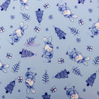 Blue Bunny Christmas Fabric