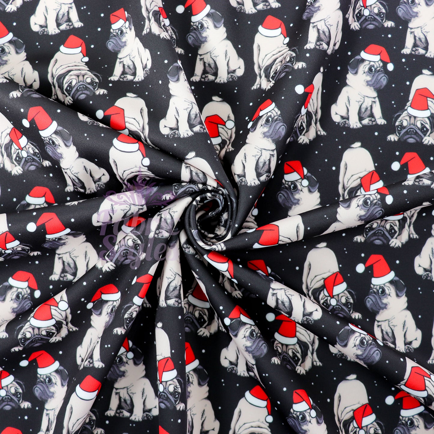 Christmas Pug Fabric