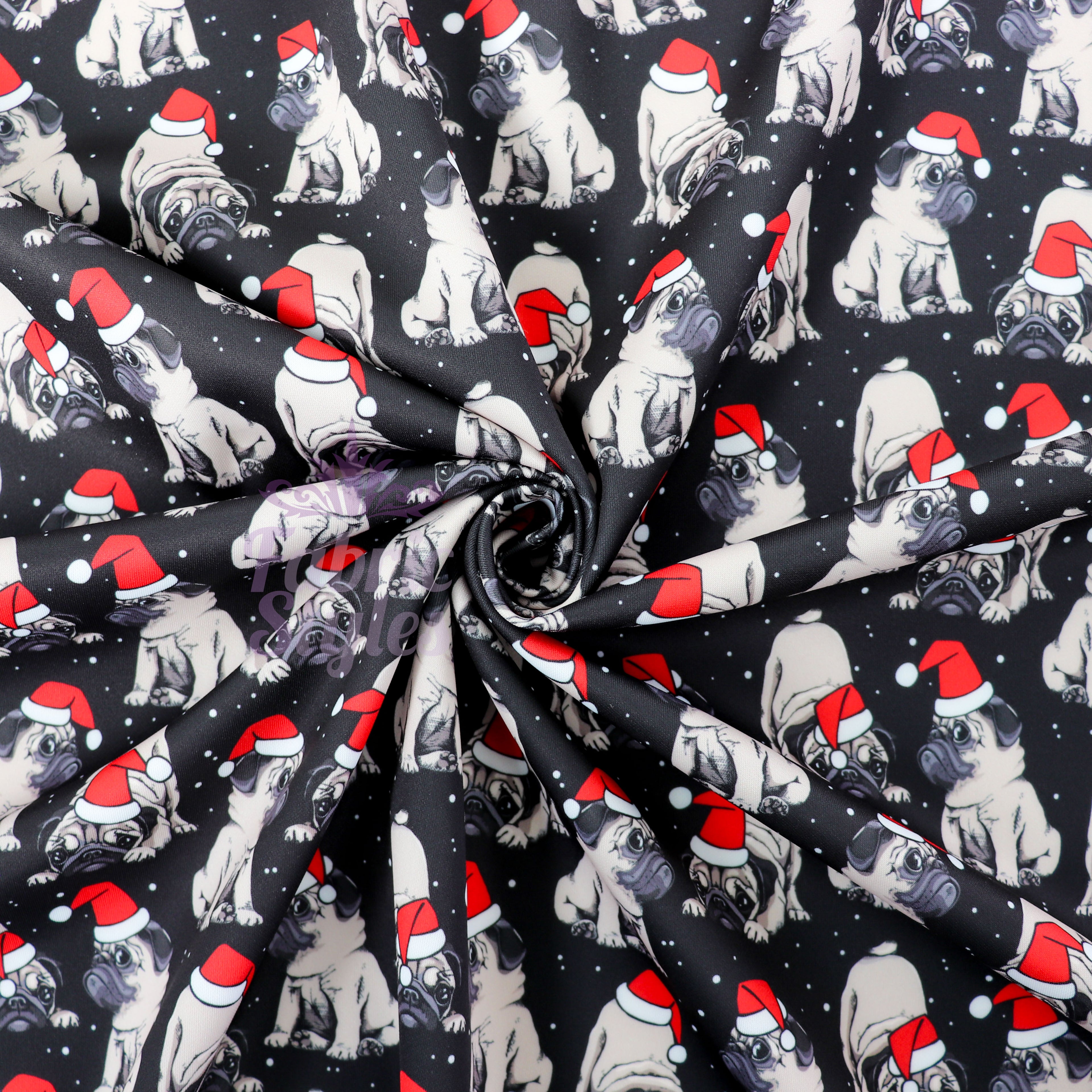 Christmas Pug Fabric