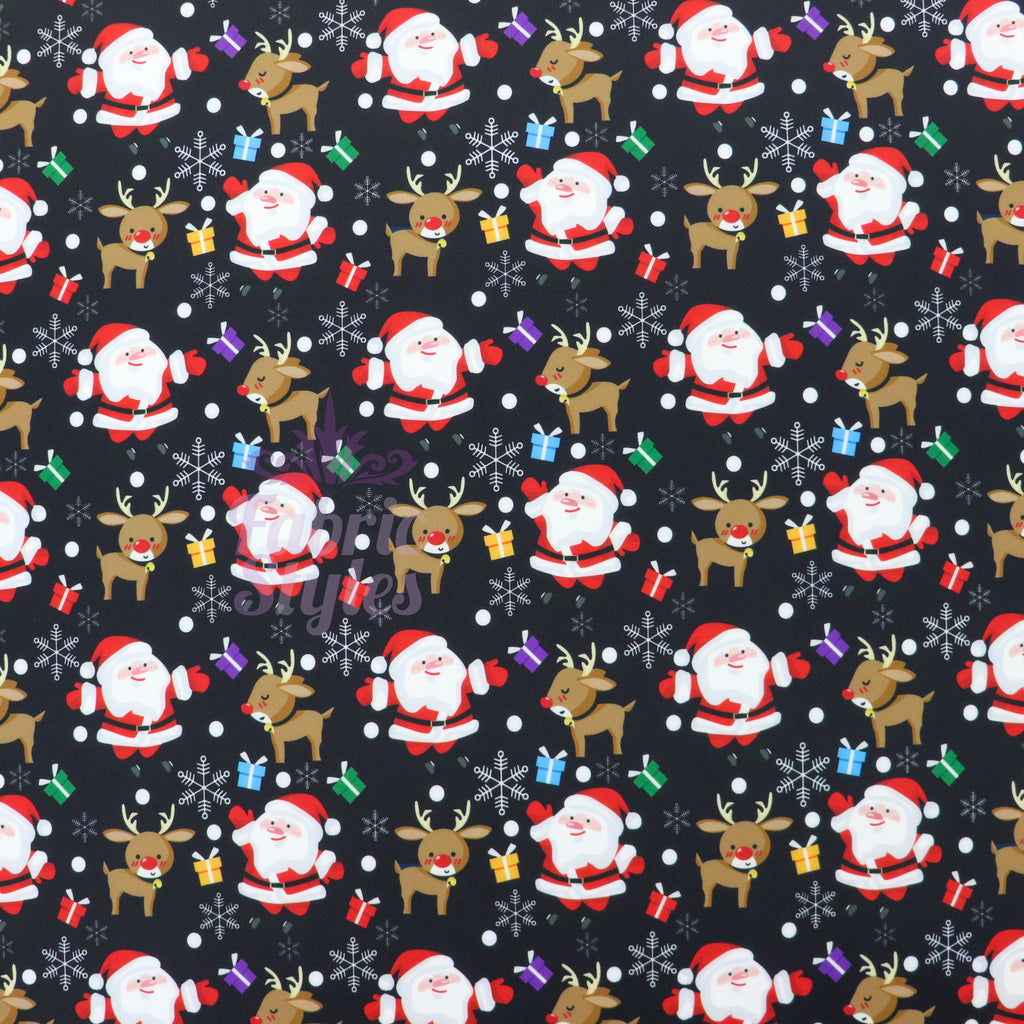 Santa & Reindeer Christmas Fabric