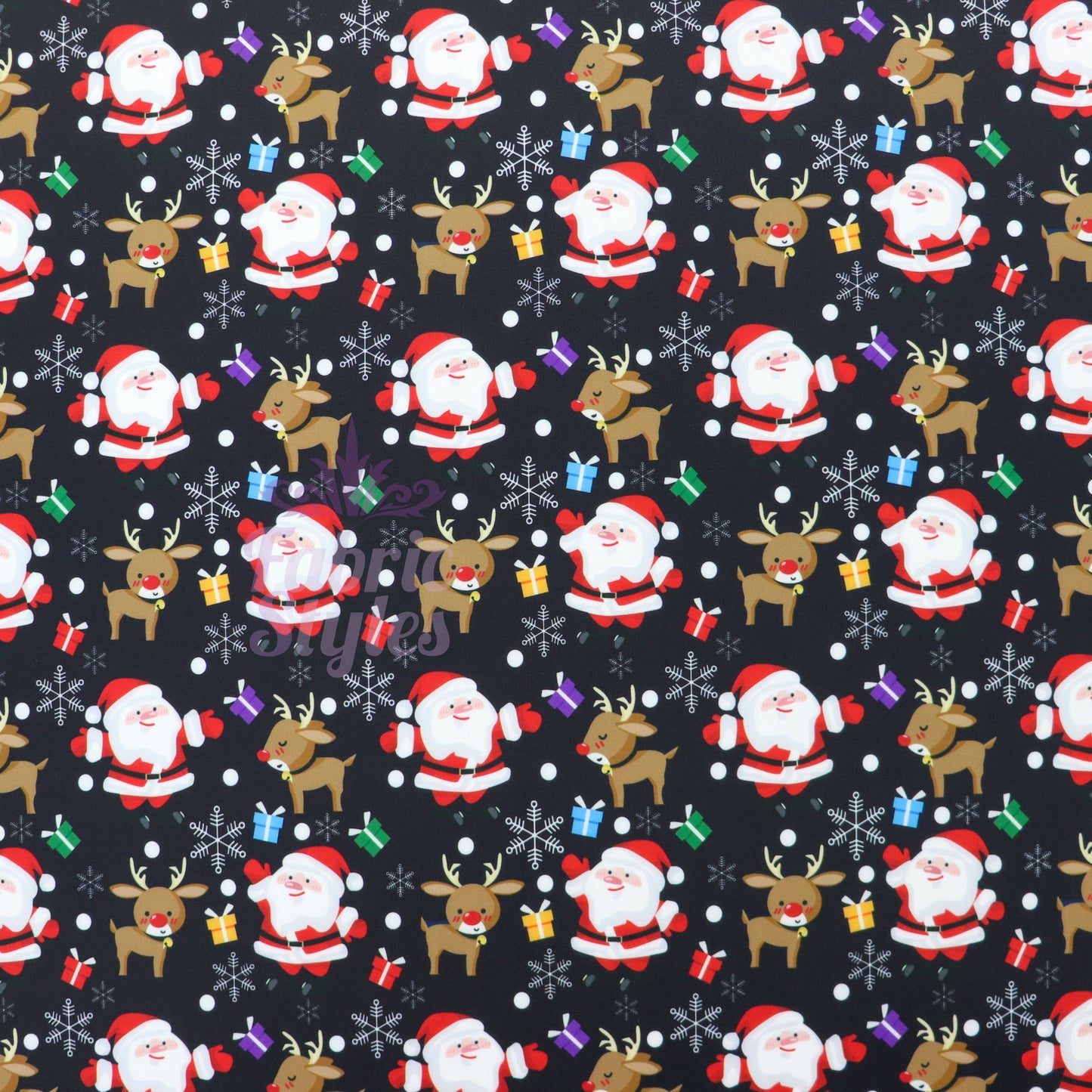Santa & Reindeer Christmas Fabric
