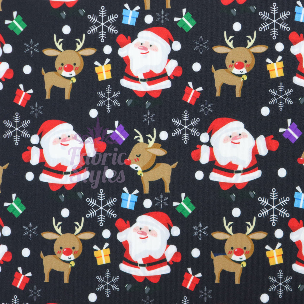 Santa & Reindeer Christmas Fabric