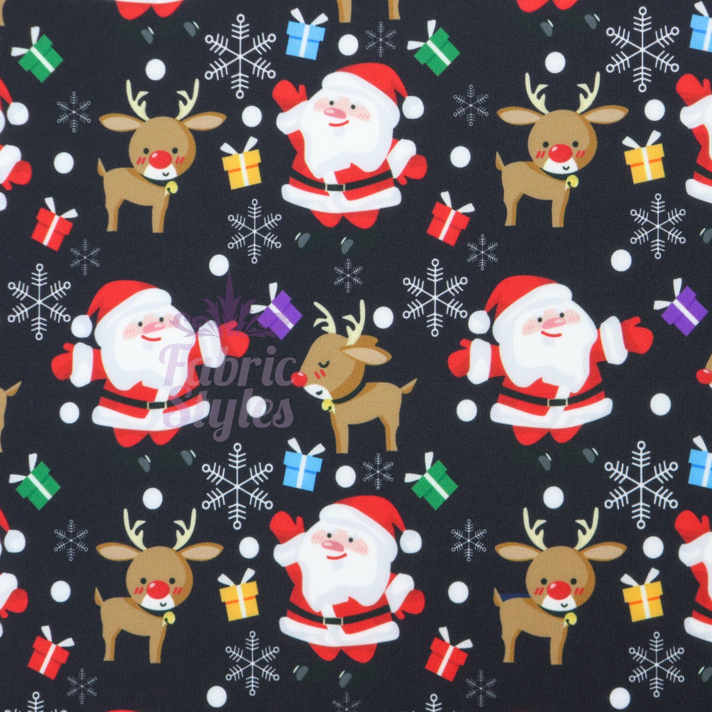 Santa & Reindeer Christmas Fabric