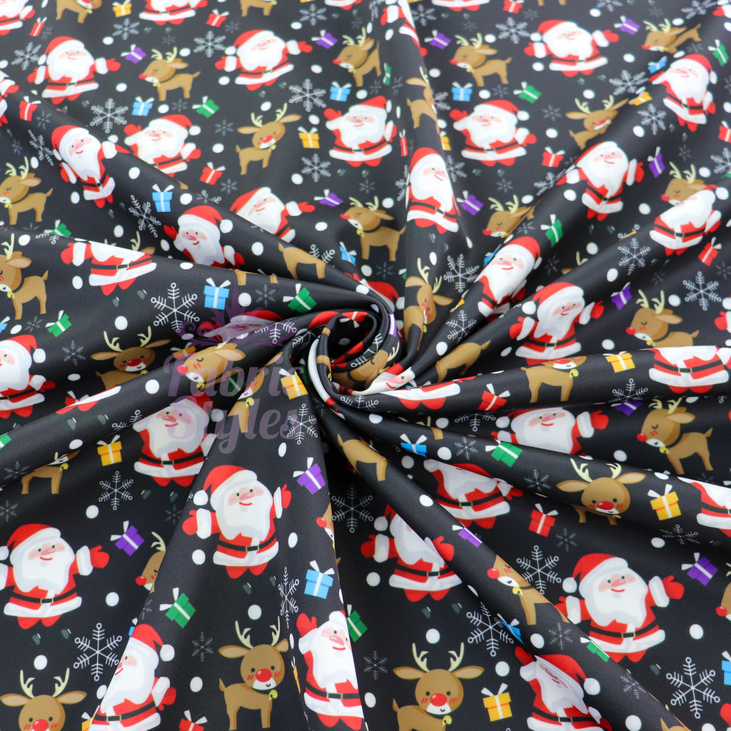 Santa & Reindeer Christmas Fabric