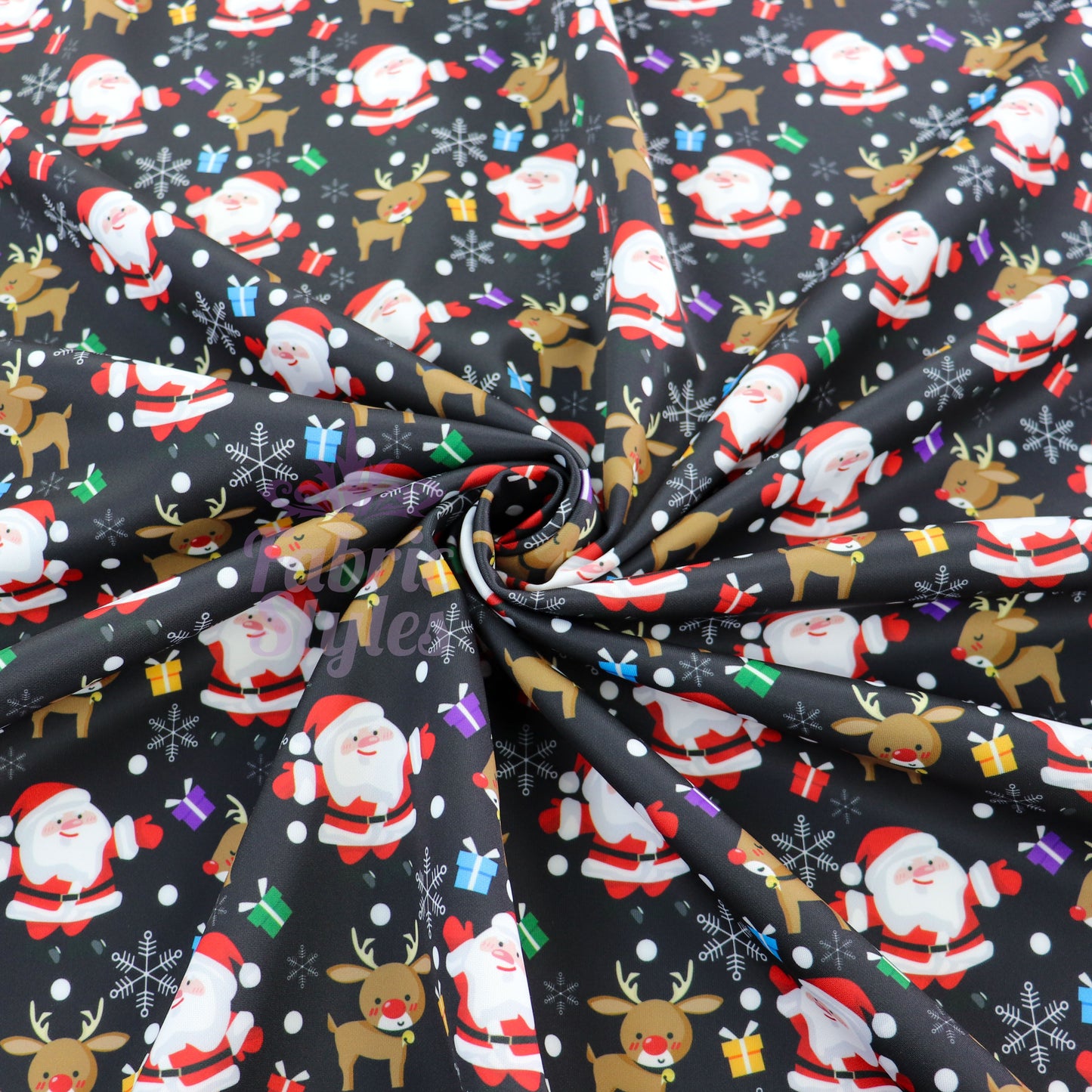 Santa & Reindeer Christmas Fabric