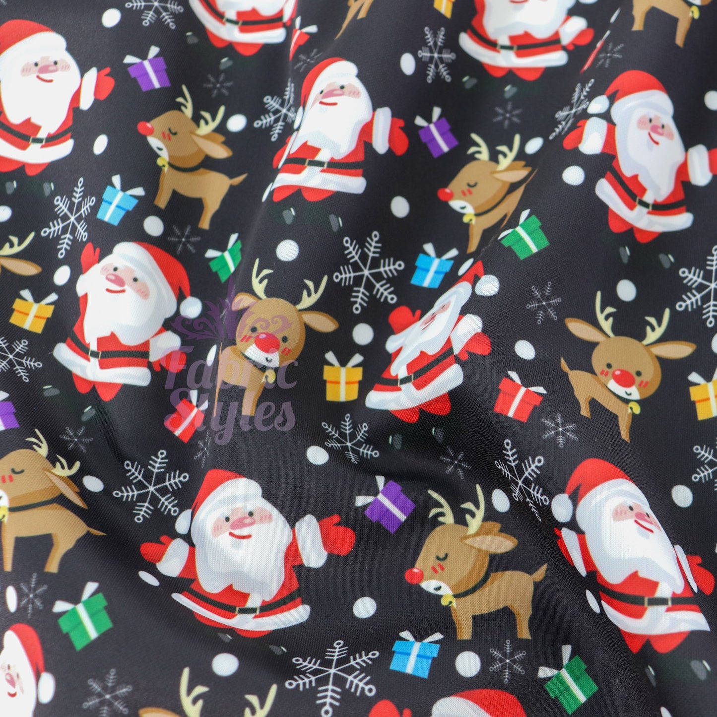 Santa & Reindeer Christmas Fabric