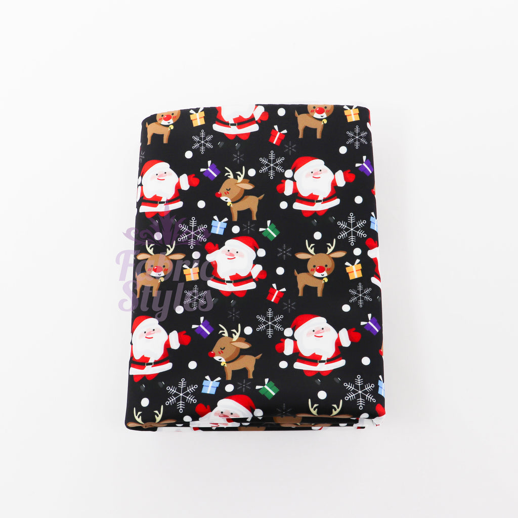 Santa & Reindeer Christmas Fabric