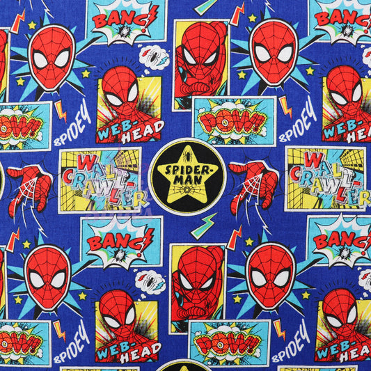 Blue Spider-Man Cotton Fabric
