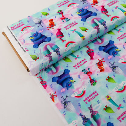 Rainbow Trolls Cotton Fabric