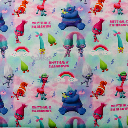 Rainbow Trolls Cotton Fabric