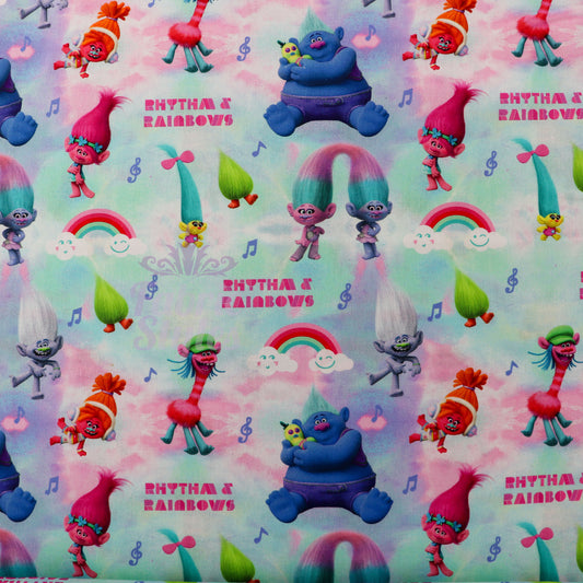 Rainbow Trolls Cotton Fabric