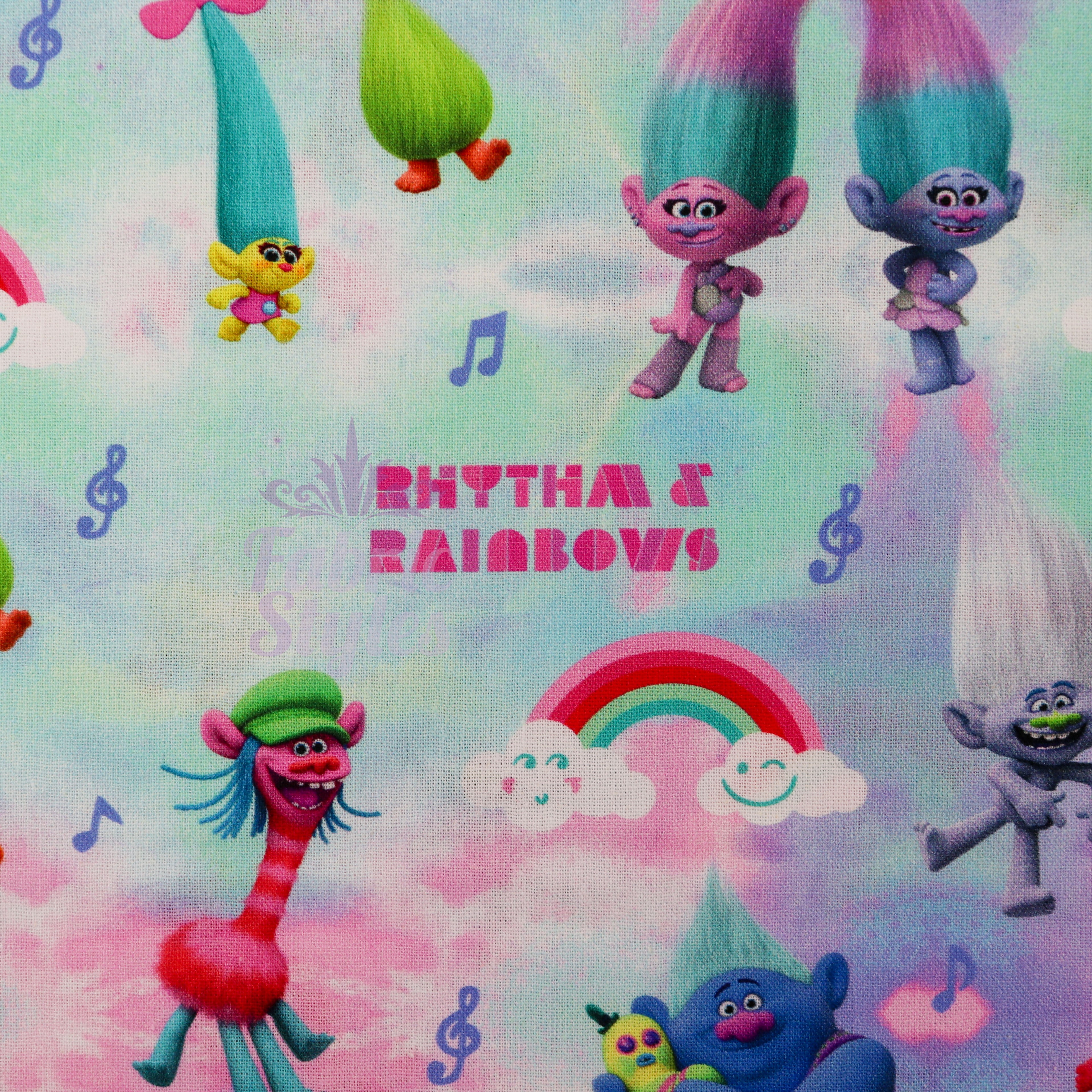 Rainbow Trolls Cotton Fabric