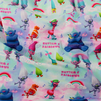 Rainbow Trolls Cotton Fabric