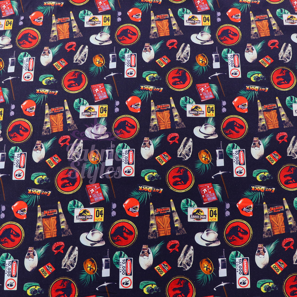 Jurassic Park Icons Cotton Fabric