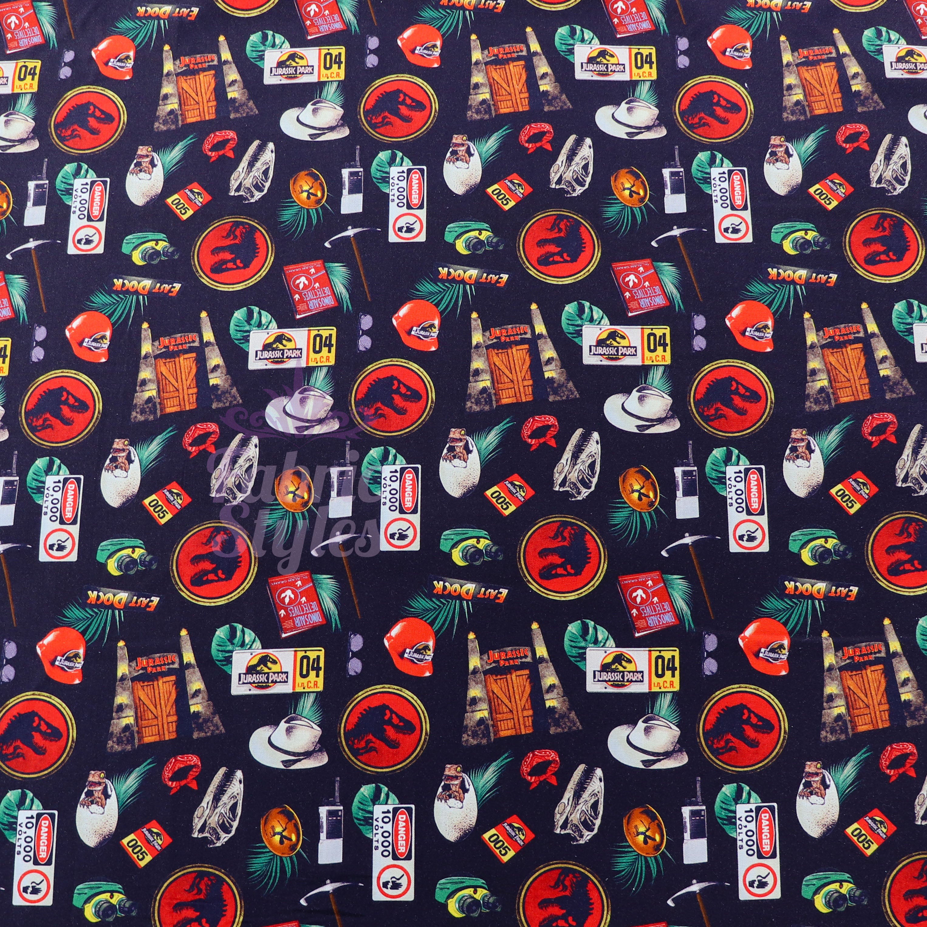Jurassic Park Icons Cotton Fabric