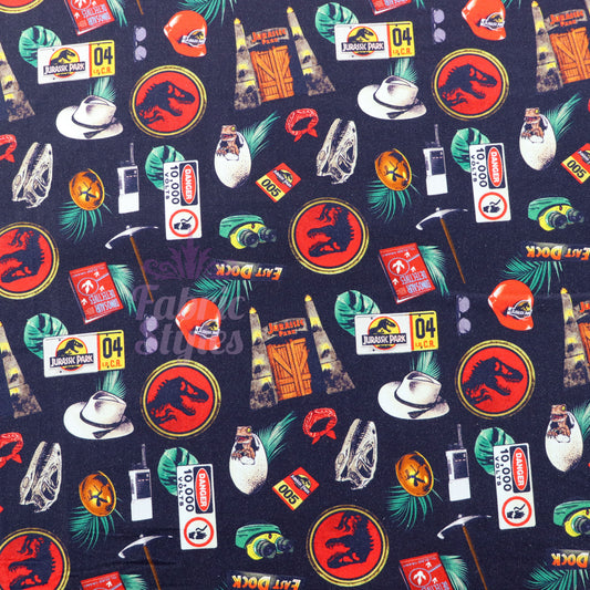 Jurassic Park Icons Cotton Fabric