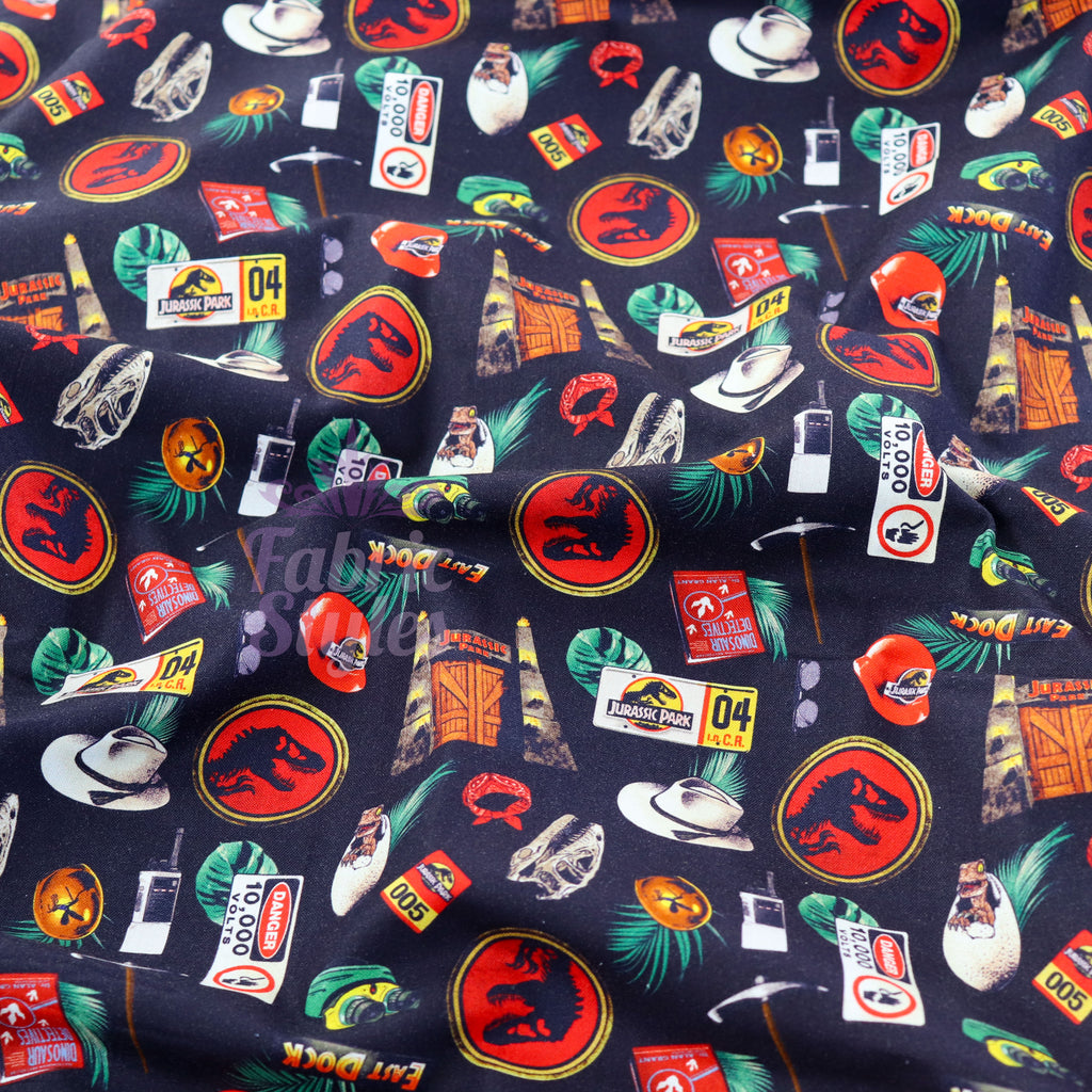 Jurassic Park Icons Cotton Fabric