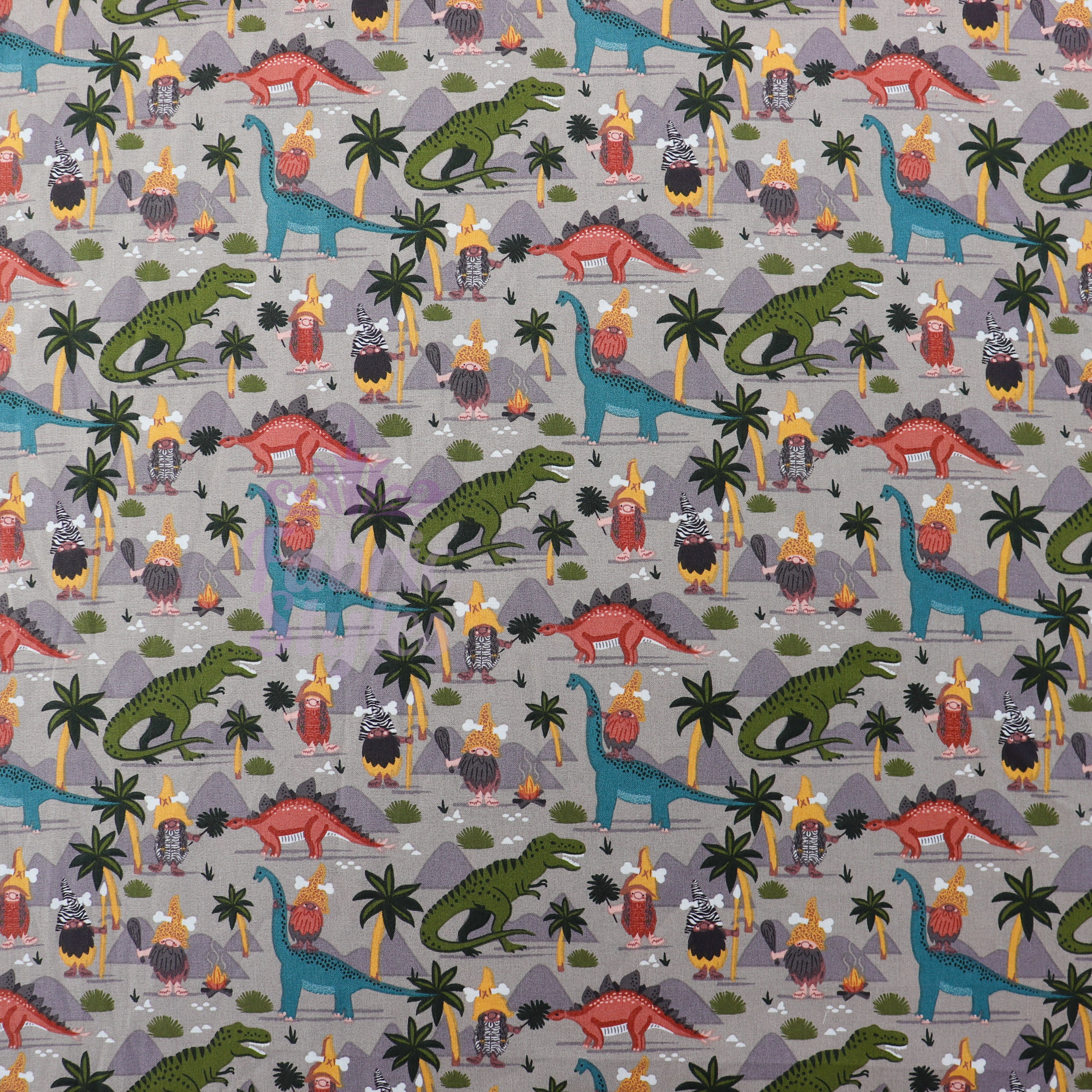 Dino World Cotton Fabric