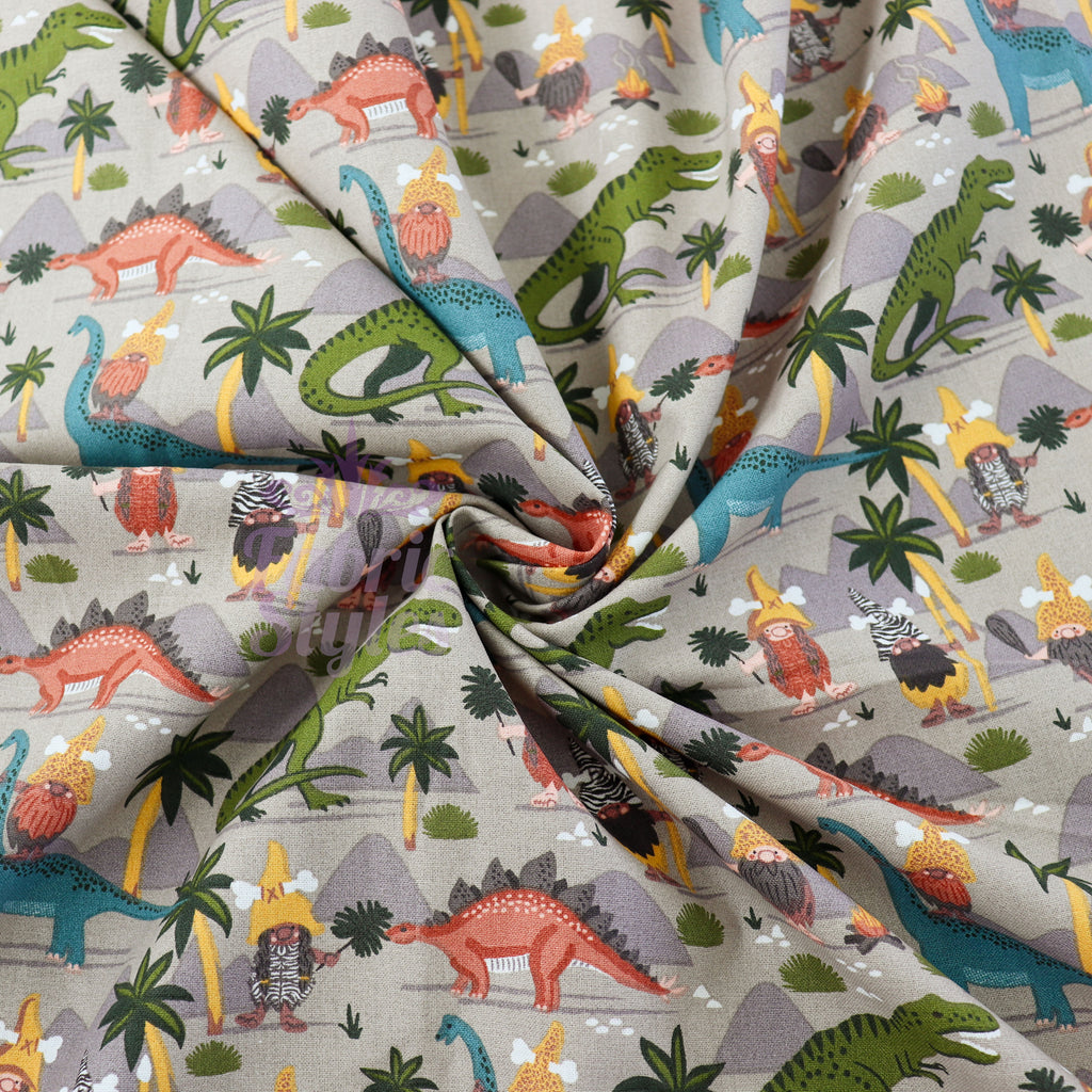 Dino World Cotton Fabric