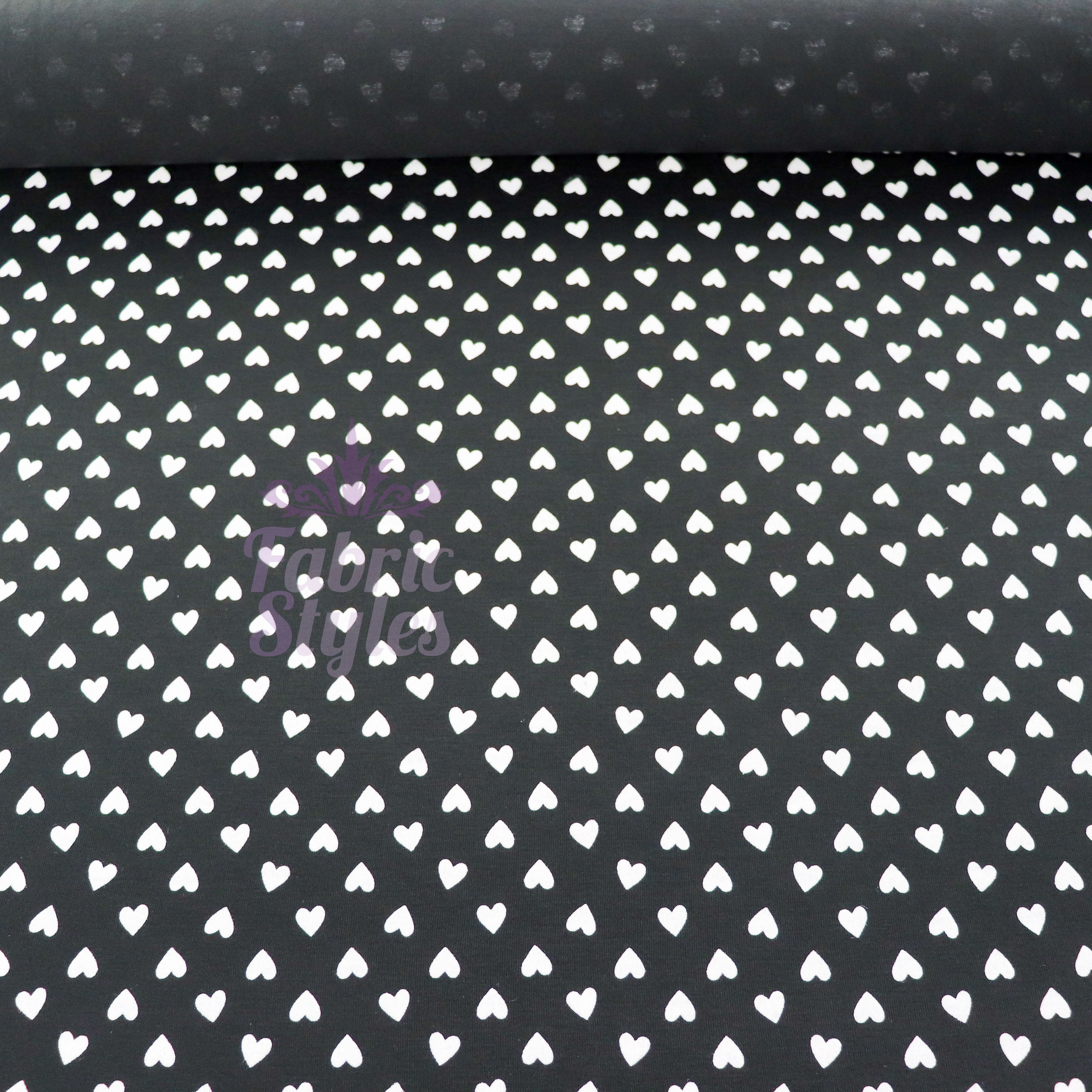 Mini Hearts Black Viscose