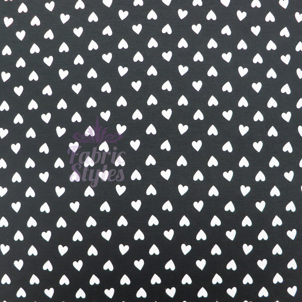 Mini Hearts Black Viscose