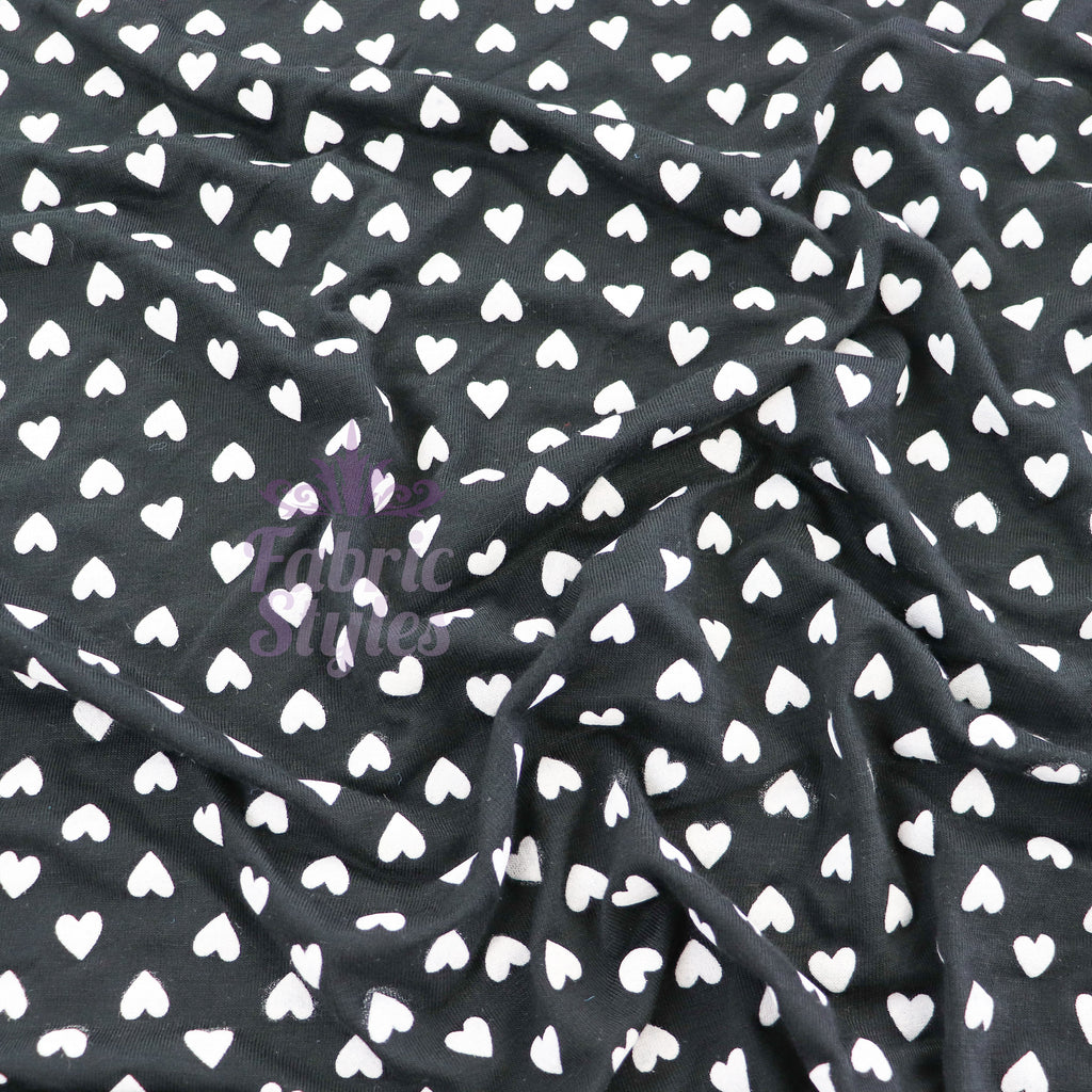 Mini Hearts Black Viscose